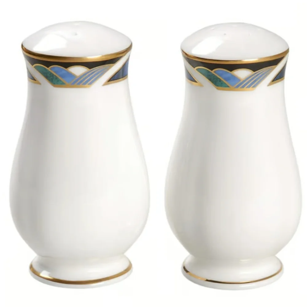 Lenox Royal Kelly Elegant White and Gold Salt and Pepper Shakers
